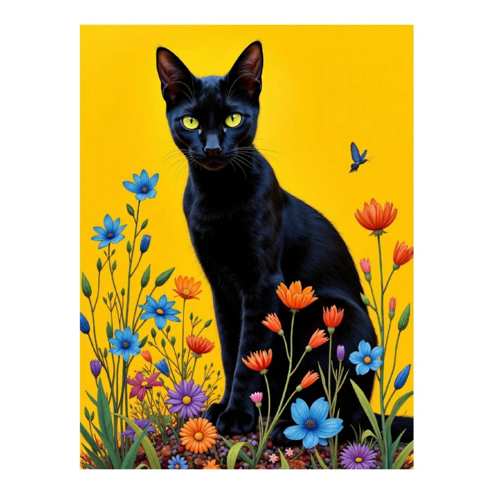 Diamond Art Kits for Adults, Cat Floral Vibrant Background Butterfly 5D Diamond Painting Kits for Adults Beginners, DIY Full Drill Diamond Painting, Gem Art and Crafts 12x16