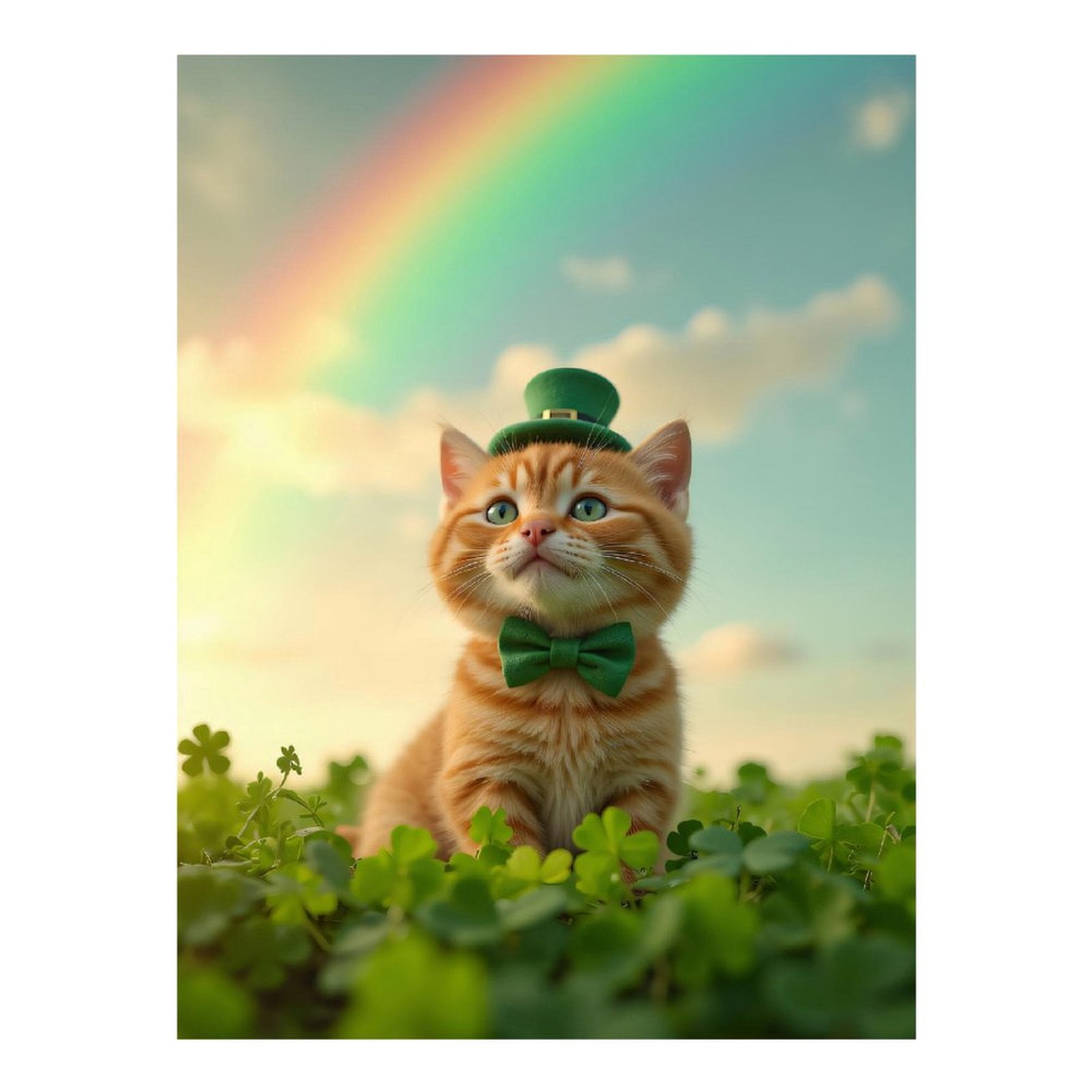 Diamond Art Kits for Adults, Cat Green Bowtie Rainbow 5D Diamond Painting Kits for Adults Beginners, DIY Full Drill Diamond Painting, Gem Art and Crafts 12x16