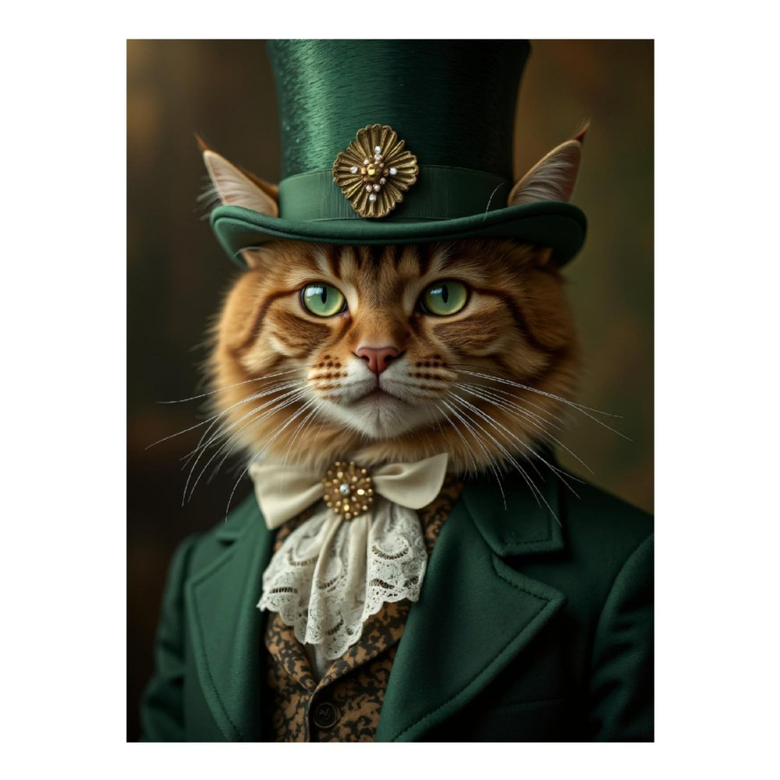 Diamond Art Kits for Adults, Cat In Green Hat And Suit 5D Diamond Painting Kits for Adults Beginners, DIY Full Drill Diamond Painting, Gem Art and Crafts 12x16