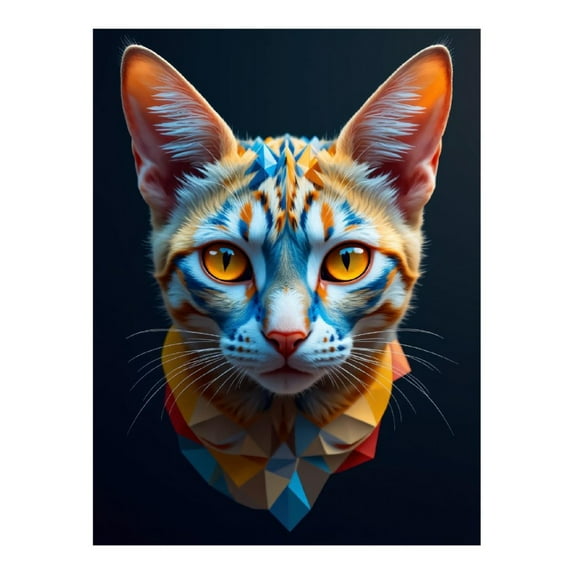 Diamond Art Kits for Adults, Cat Vibrant Geometric Art Style 5D Diamond Painting Kits for Adults Beginners, DIY Full Drill Diamond Painting, Gem Art and Crafts 12x16