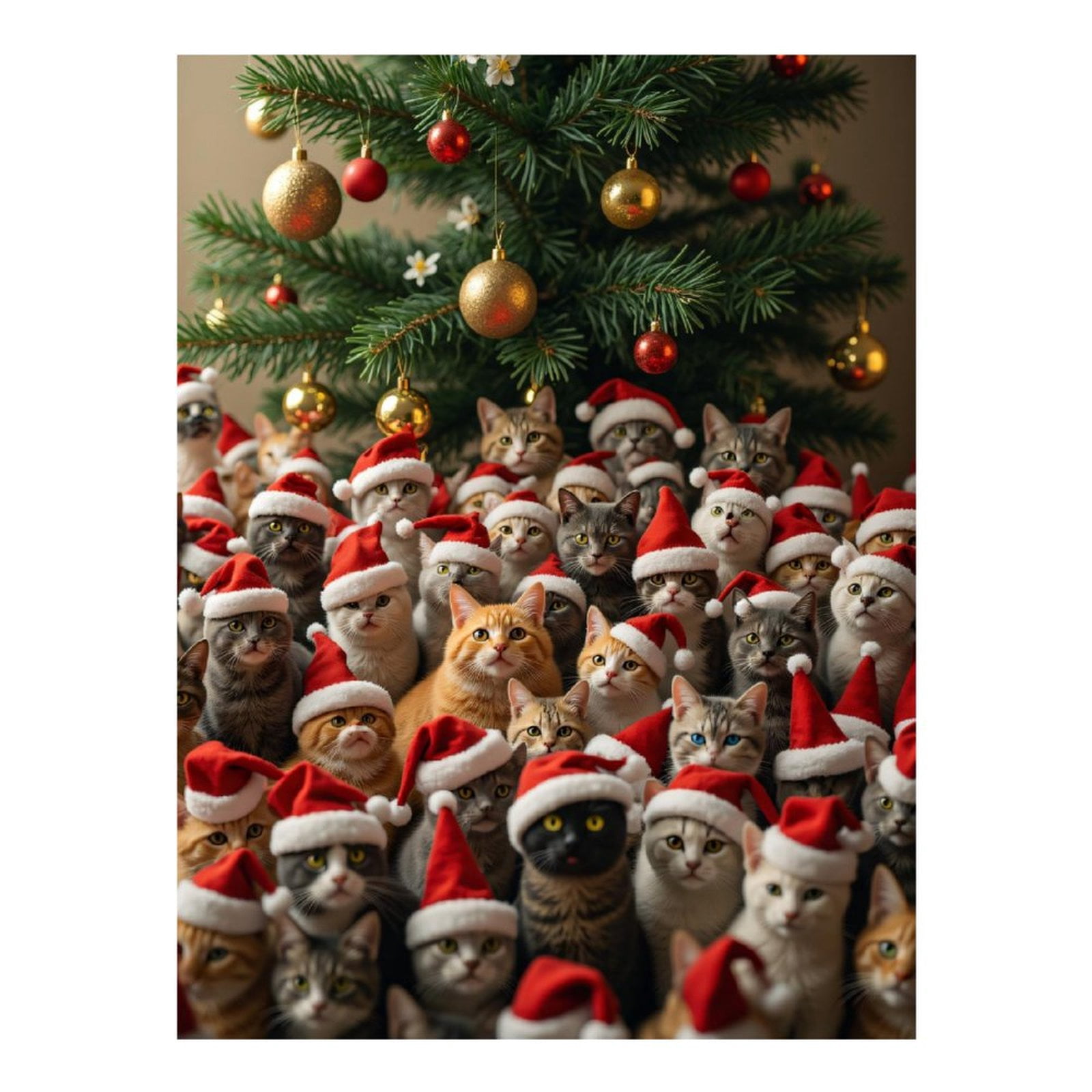 Diamond Art Kits for Adults, Cats Santa Hats Christmas Tree 5D Diamond Painting Kits for Adults Beginners, DIY Full Drill Diamond Painting, Gem Art and Crafts 12x16