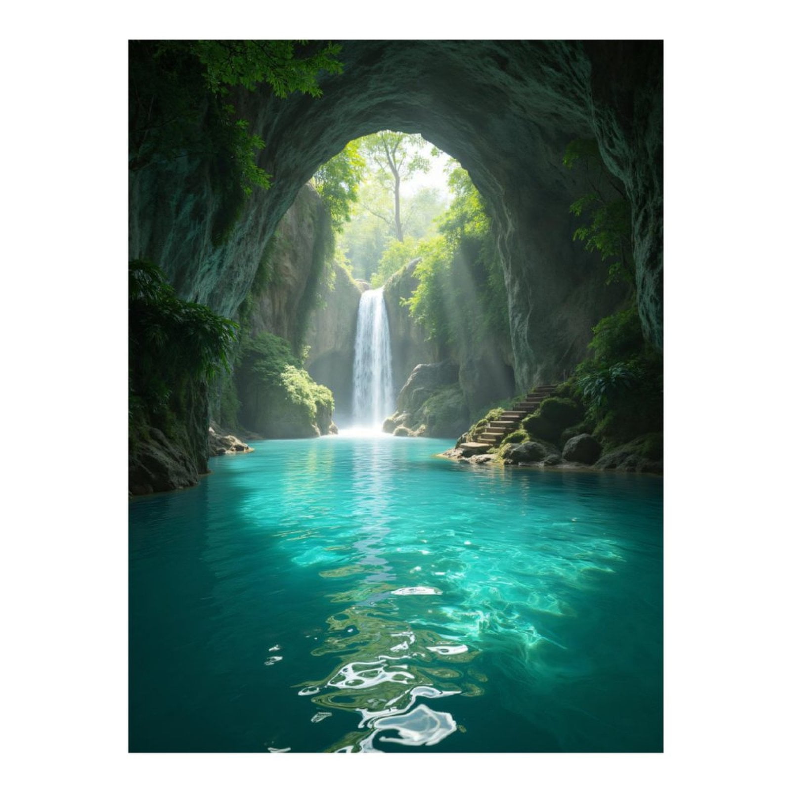 Diamond Art Kits for Adults, Cave Waterfall Turquoise Pool Steps 5D Diamond Painting Kits for Adults Beginners, DIY Full Drill Diamond Painting, Gem Art and Crafts 12x16