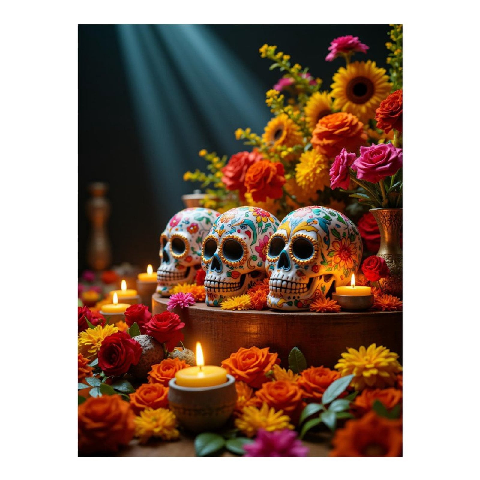 Diamond Art Kits for Adults, Ceramic Skull Floral Arrangement Candles 5D Diamond Painting Kits for Adults Beginners, DIY Full Drill Diamond Painting, Gem Art and Crafts 12x16