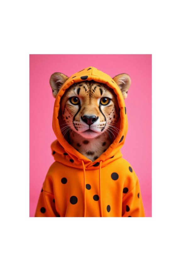 Diamond Art Kits for Adults, Cheetah In Orange Polka Dot Hoodie 5D Diamond Painting Kits for Adults Beginners, DIY Full Drill Diamond Painting, Gem Art and Crafts 12x16