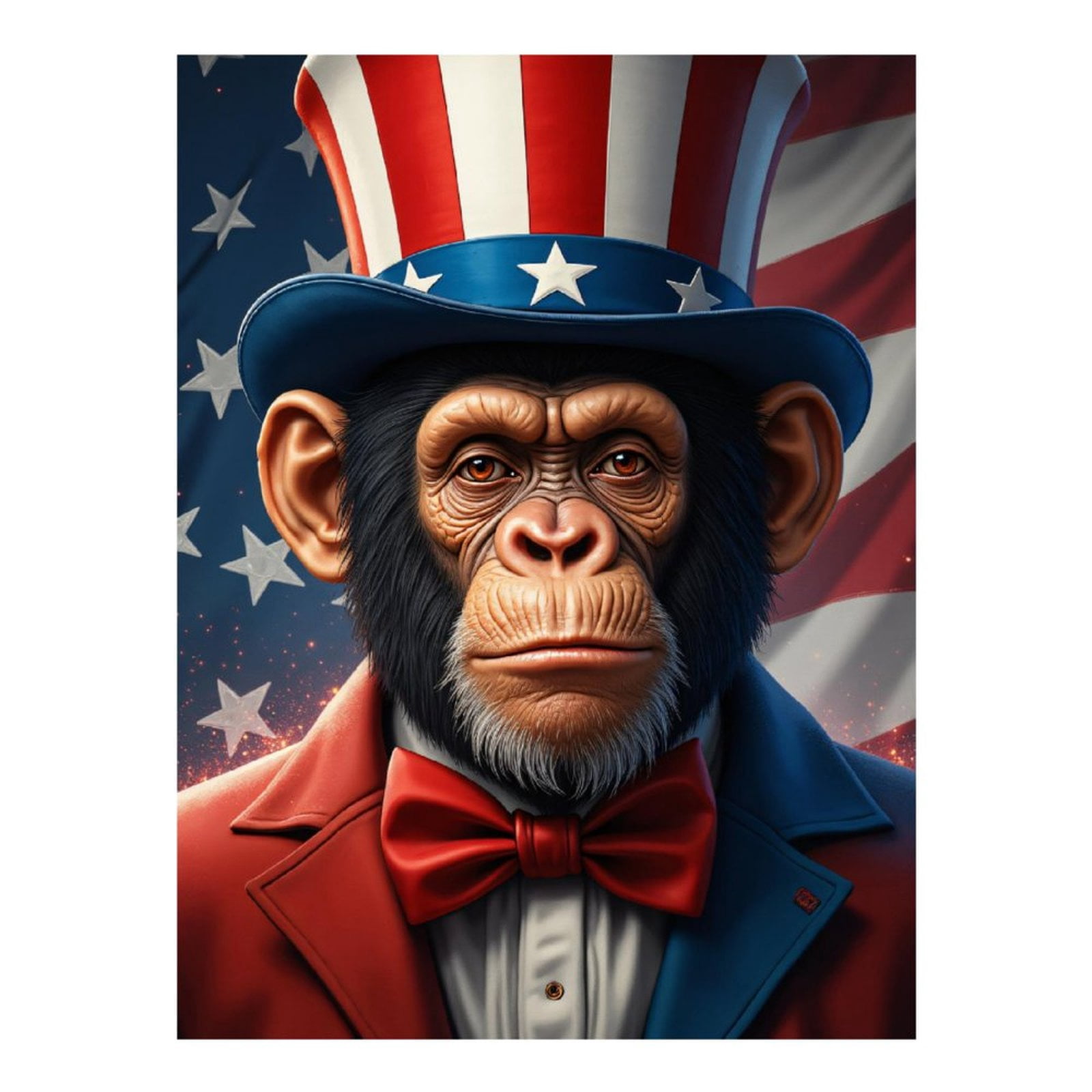 Diamond Art Kits for Adults, Chimp Patriotic Stars Stripes Hat 5D Diamond Painting Kits for Adults Beginners, DIY Full Drill Diamond Painting, Gem Art and Crafts 12x16
