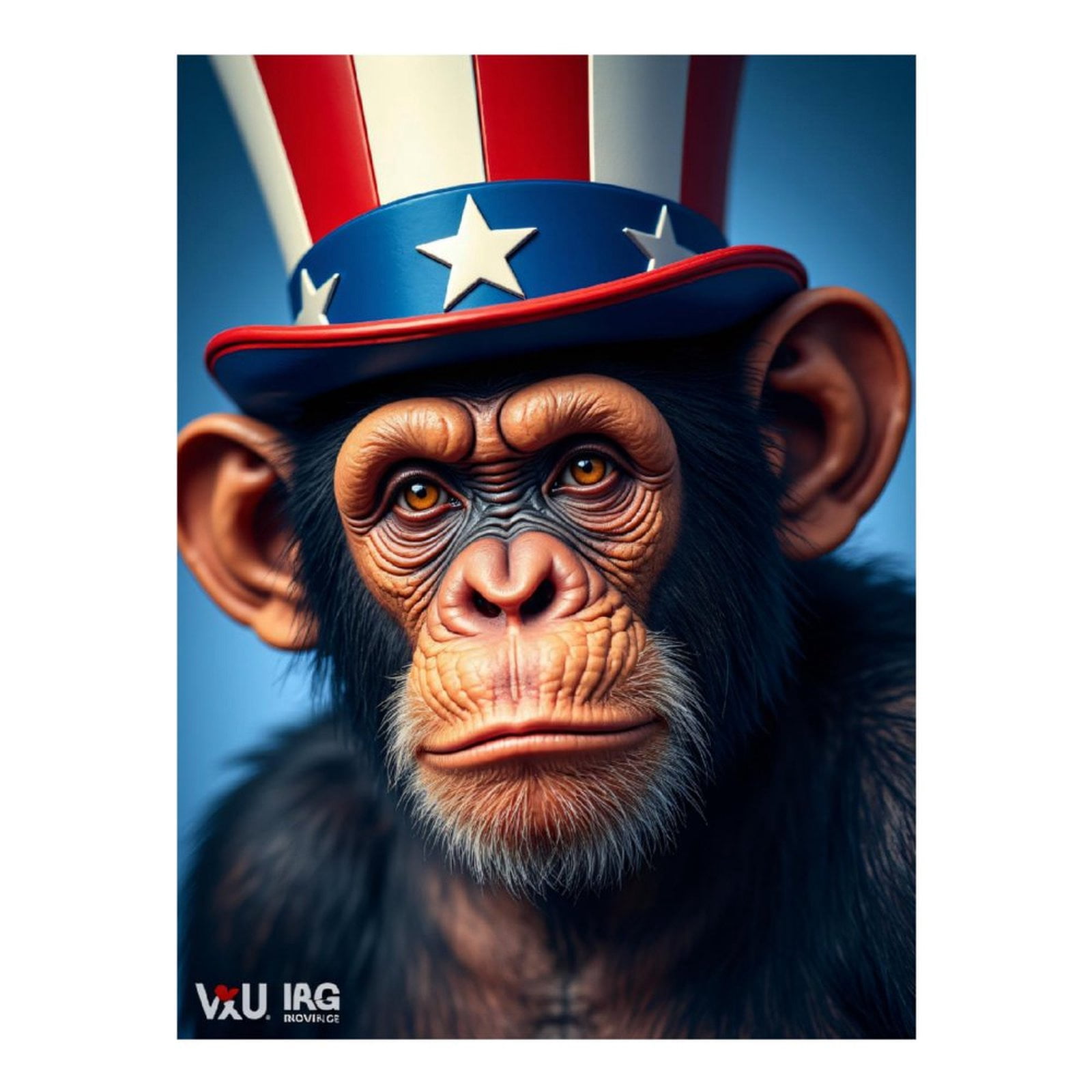 Diamond Art Kits for Adults, Chimpanzee Patriotic Hat 5D Diamond Painting Kits for Adults Beginners, DIY Full Drill Diamond Painting, Gem Art and Crafts 12x16