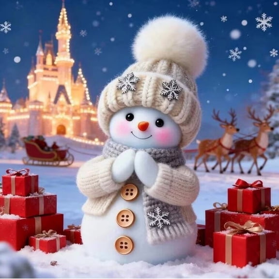 Diamond Art Kits for Adults Christmas,5D Painting Art Cute Snowman Diamond Painting Kit for Beginner DIY Diamond Gem Art Painting Kits for Home Wall Decor 12x16 Inch
