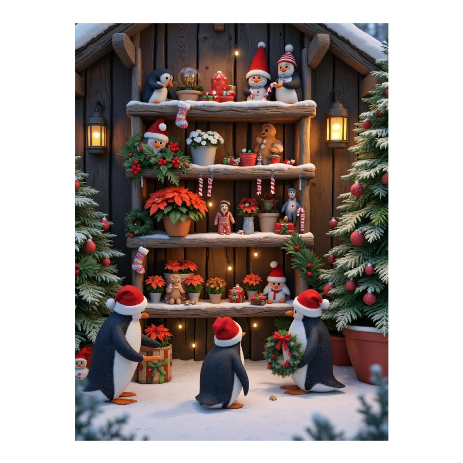 Diamond Art Kits for Adults, Christmas Penguins Snowmen Holiday Scene 5D Diamond Painting Kits for Adults Beginners, DIY Full Drill Diamond Painting, Gem Art and Crafts 12x16