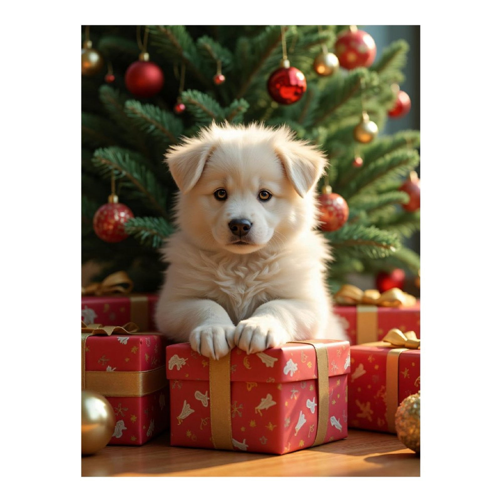 Diamond Art Kits for Adults, Christmas Puppy With Boxes 5D Diamond Painting Kits for Adults Beginners, DIY Full Drill Diamond Painting, Gem Art and Crafts 12x16