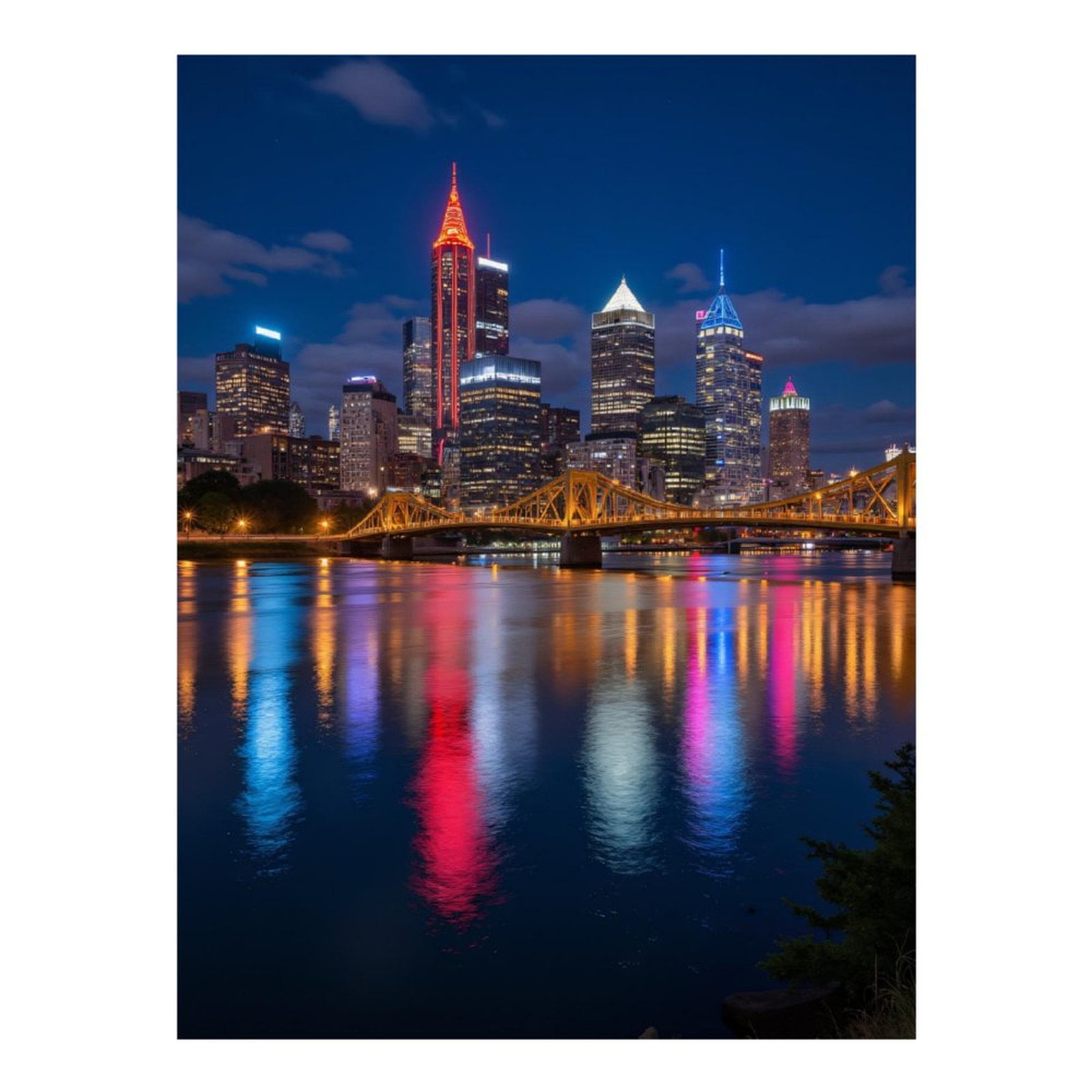 Diamond Art Kits for Adults - City Skyline Night Reflections 5d Diamond Painting for Adults, Diamond Art for Adults Beginners, Frameless Diamond Painting Kits for Adults for Home Wall Decor