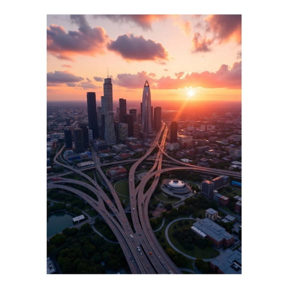 Diamond Art Kits for Adults, Cityscape Sunset Highway Interchange 5D Diamond Painting Kits for Adults Beginners, DIY Full Drill Diamond Painting, Gem Art and Crafts 12x16