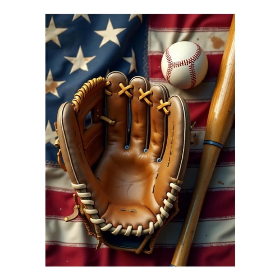 Diamond Art Kits for Adults - Classic Baseball Print No.45 5D Frameless Dimond Painting Kit for Adults Beginner, Round Diamond Kits for Home Wall Decor, Gift for Women