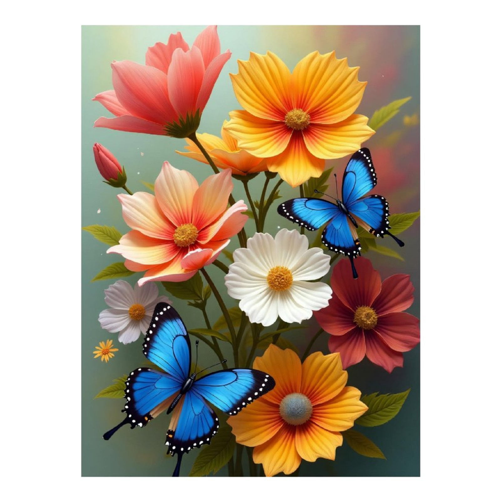 Diamond Art Kits for Adults - Classic Butterfly Bouquet Print No.1044 5D Frameless Dimond Painting Kit for Adults Beginner, Round Diamond Kits for Home Wall Decor, Gift for Women