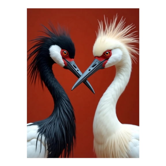 Diamond Art Kits for Adults - Classic Cranes Black White Print No.3 5D Frameless Dimond Painting Kit for Adults Beginner, Round Diamond Kits for Home Wall Decor, Gift for Women