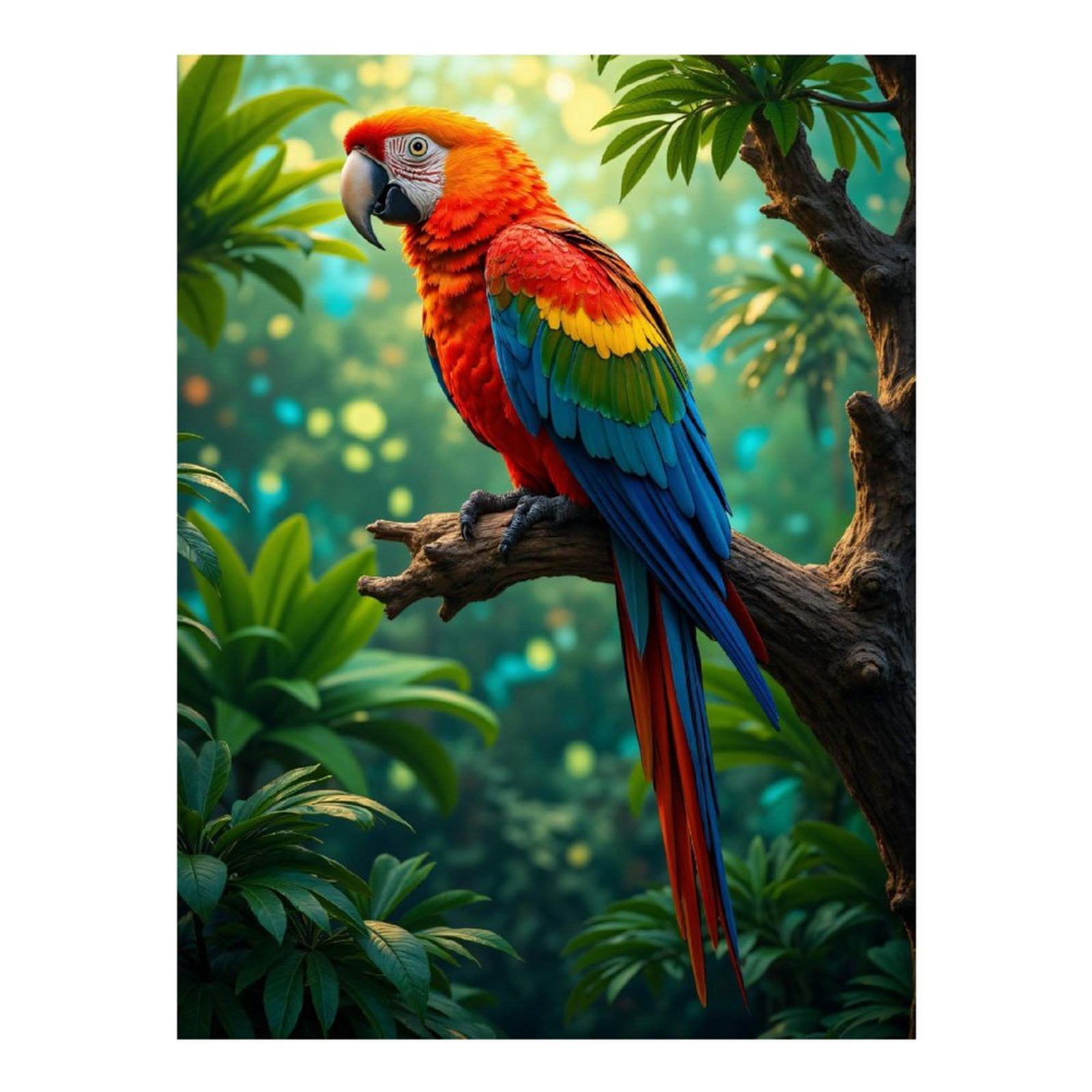 Diamond Art Kits for Adults - Colorful Bird Perched In Lush Jungle 5d Diamond Painting for Adults, Diamond Art for Adults Beginners, Frameless Diamond Painting Kits for Adults for Home Wall Decor
