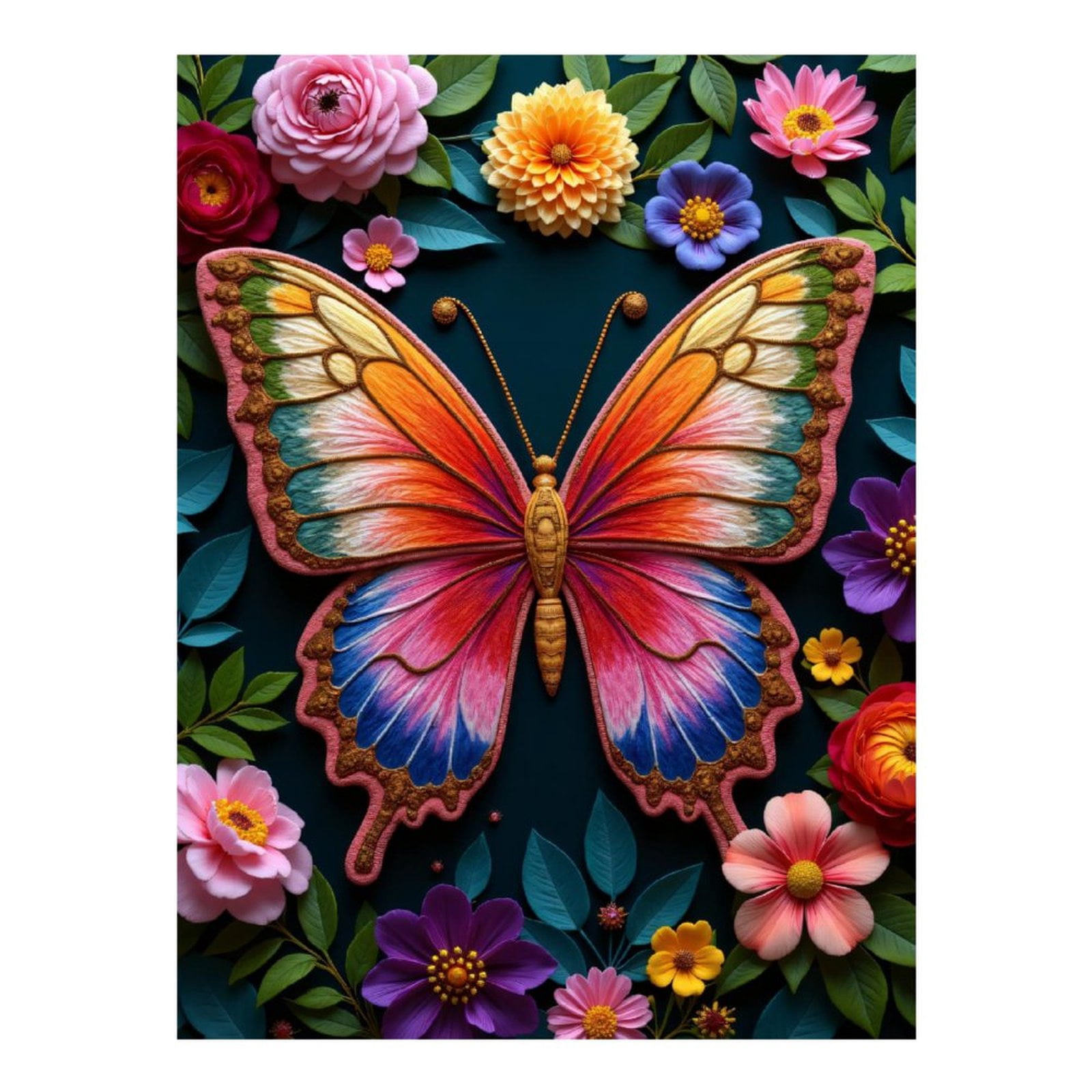 Diamond Art Kits for Adults, Colorful Butterfly Floral Nature Art 5D Diamond Painting Kits for Adults Beginners, DIY Full Drill Diamond Painting, Gem Art and Crafts 12x16