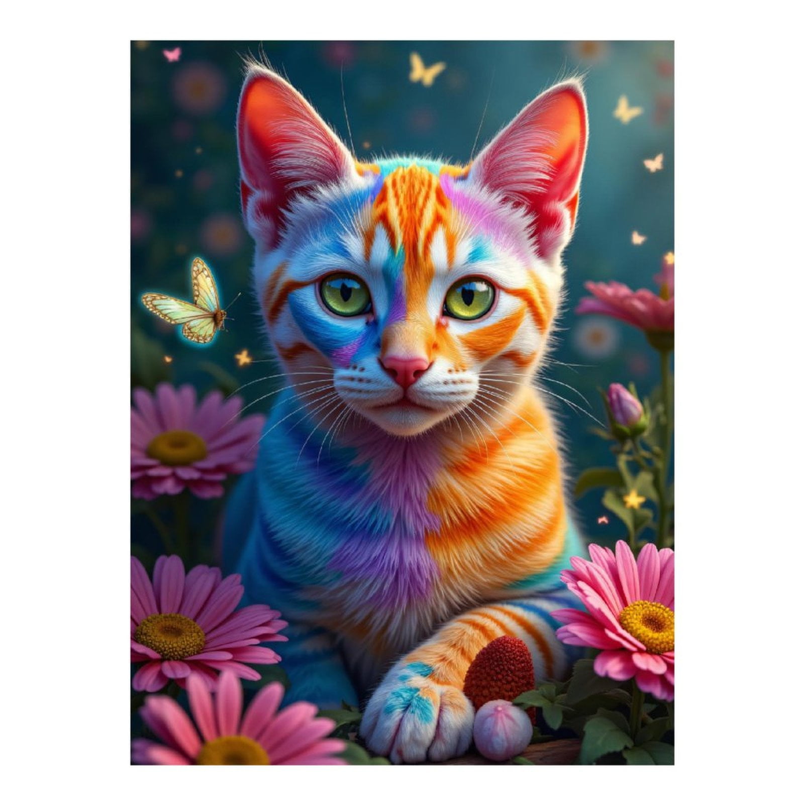 Diamond Art Kits for Adults, Colorful Cat Butterfly Garden 5D Diamond Painting Kits for Adults Beginners, DIY Full Drill Diamond Painting, Gem Art and Crafts 12x16
