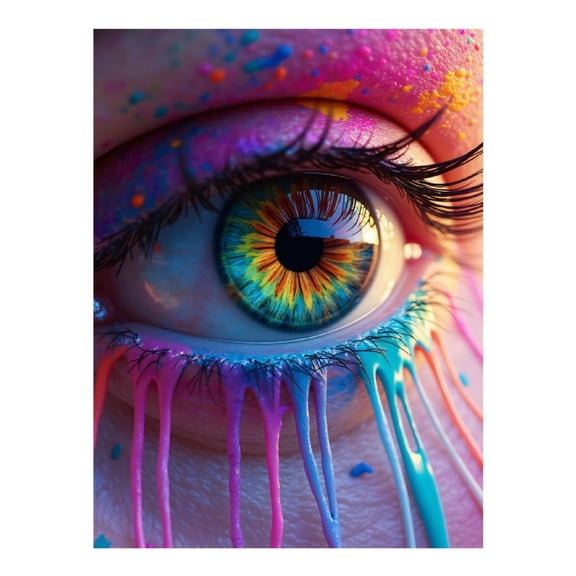 Diamond Art Kits for Adults, Colorful Eye Paint Dripping Rainbow 5D Diamond Painting Kits for Adults Beginners, DIY Full Drill Diamond Painting, Gem Art and Crafts 12x16