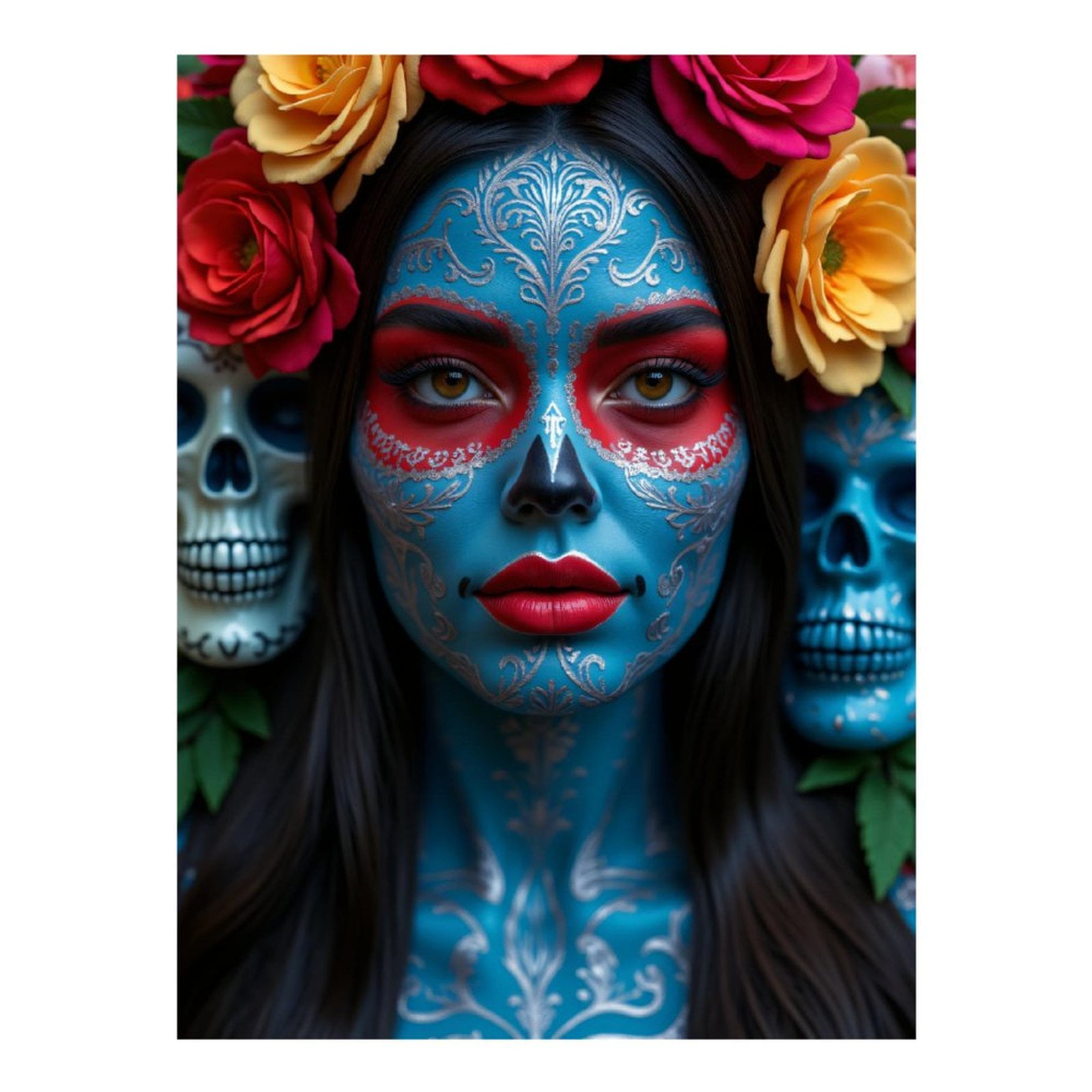 Diamond Art Kits for Adults, Colorful Face Art Floral Skulls 5D Diamond Painting Kits for Adults Beginners, DIY Full Drill Diamond Painting, Gem Art and Crafts 12x16