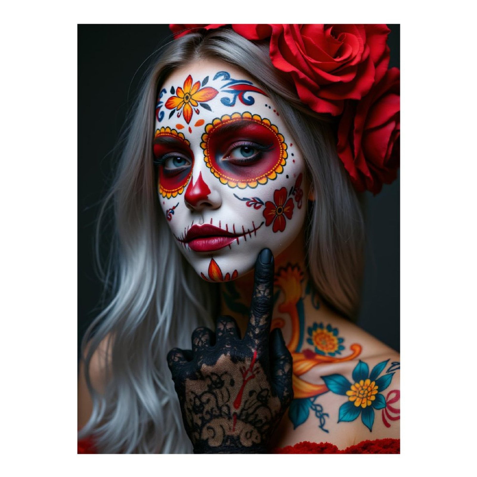 Diamond Art Kits for Adults, Colorful Face Paint Floral Art 5D Diamond Painting Kits for Adults Beginners, DIY Full Drill Diamond Painting, Gem Art and Crafts 12x16