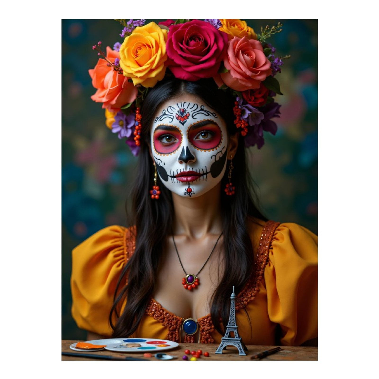 Diamond Art Kits for Adults, Colorful Festival Face Art Flowers 5D Diamond Painting Kits for Adults Beginners, DIY Full Drill Diamond Painting, Gem Art and Crafts 12x16