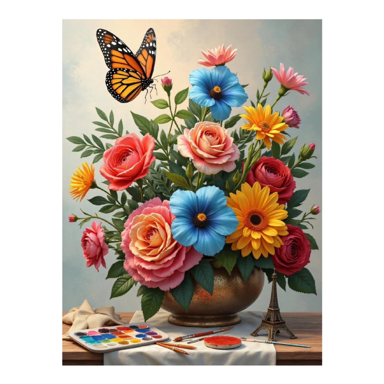 Diamond Art Kits for Adults, Colorful Floral Art Painting Butterfly 5D Diamond Painting Kits for Adults Beginners, DIY Full Drill Diamond Painting, Gem Art and Crafts 12x16
