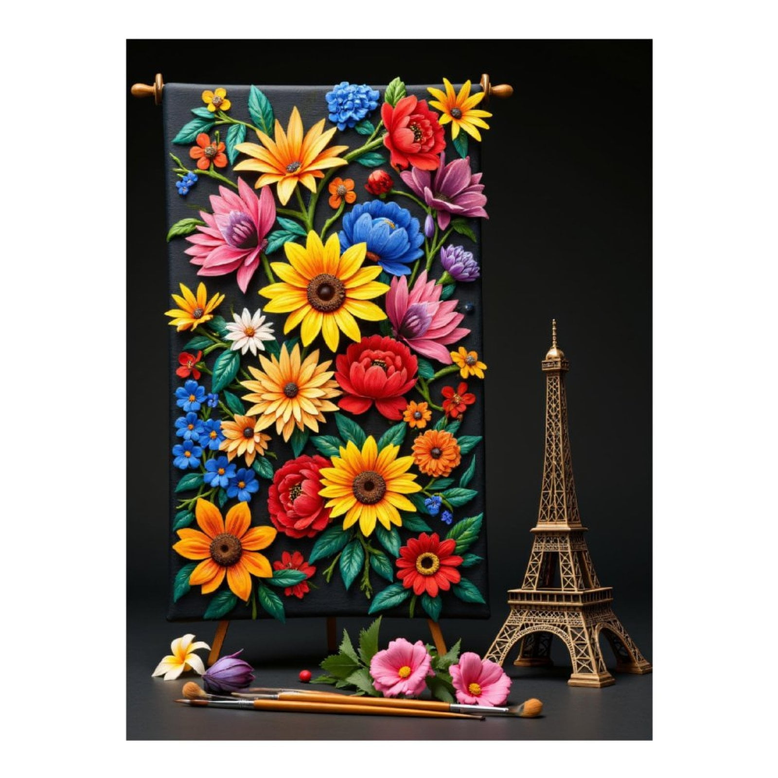 Diamond Art Kits for Adults, Colorful Floral Canvas Parisian Charm 5D Diamond Painting Kits for Adults Beginners, DIY Full Drill Diamond Painting, Gem Art and Crafts 12x16