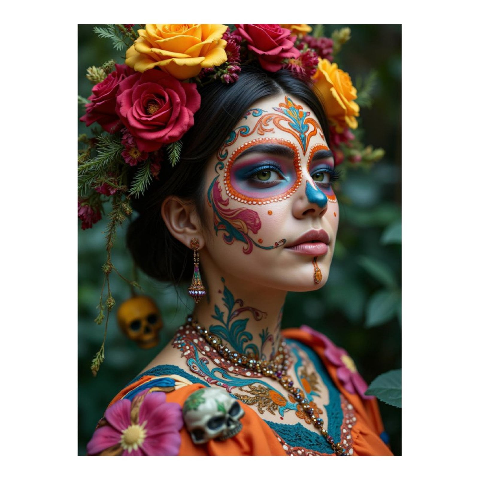 Diamond Art Kits for Adults, Colorful Floral Face Art Portrait 5D Diamond Painting Kits for Adults Beginners, DIY Full Drill Diamond Painting, Gem Art and Crafts 12x16