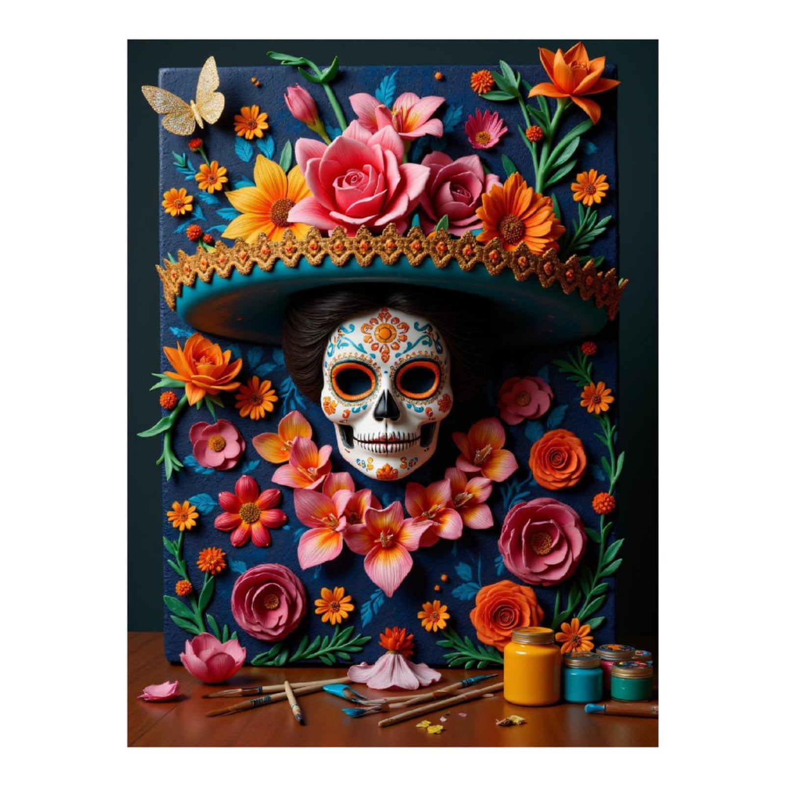 Diamond Art Kits for Adults - Colorful Floral Mask Canvas Art 5d Diamond Painting for Adults, Diamond Art for Adults Beginners, Frameless Diamond Painting Kits for Adults for Home Wall Decor