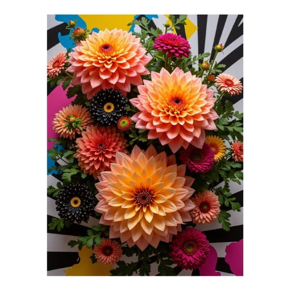 Diamond Art Kits for Adults, Colorful Floral Pattern Composition 5D Diamond Painting Kits for Adults Beginners, DIY Full Drill Diamond Painting, Gem Art and Crafts 12x16