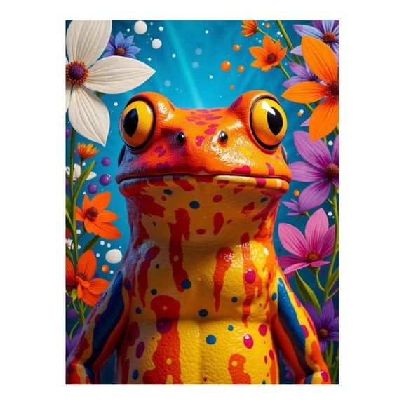 Diamond Art Kits for Adults, Colorful Frog Surrounded By Flowers 5D Diamond Painting Kits for Adults Beginners, DIY Full Drill Diamond Painting, Gem Art and Crafts 12x16