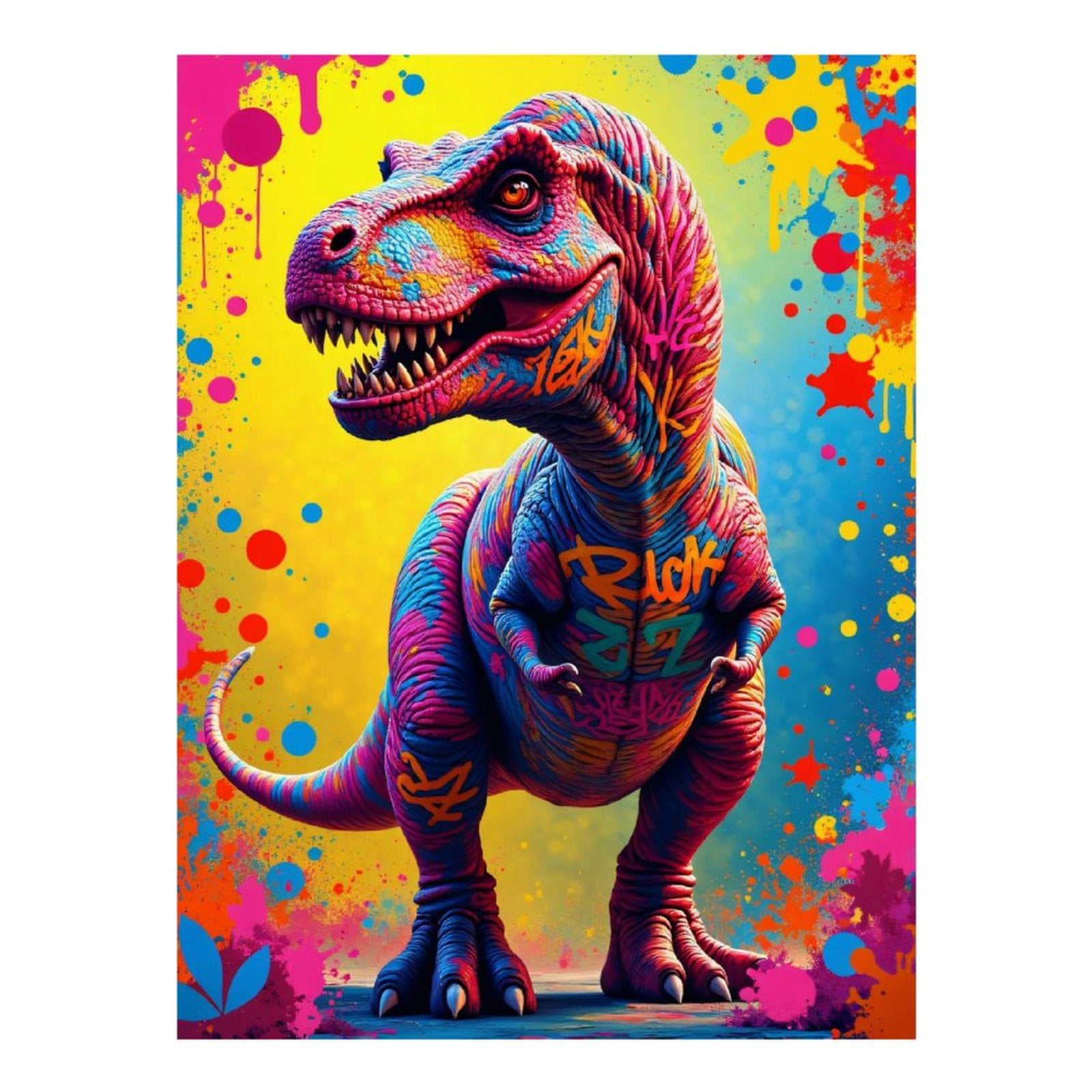 Diamond Art Kits for Adults, Colorful Graffiti Dinosaur Art 5D Diamond Painting Kits for Adults Beginners, DIY Full Drill Diamond Painting, Gem Art and Crafts 12x16