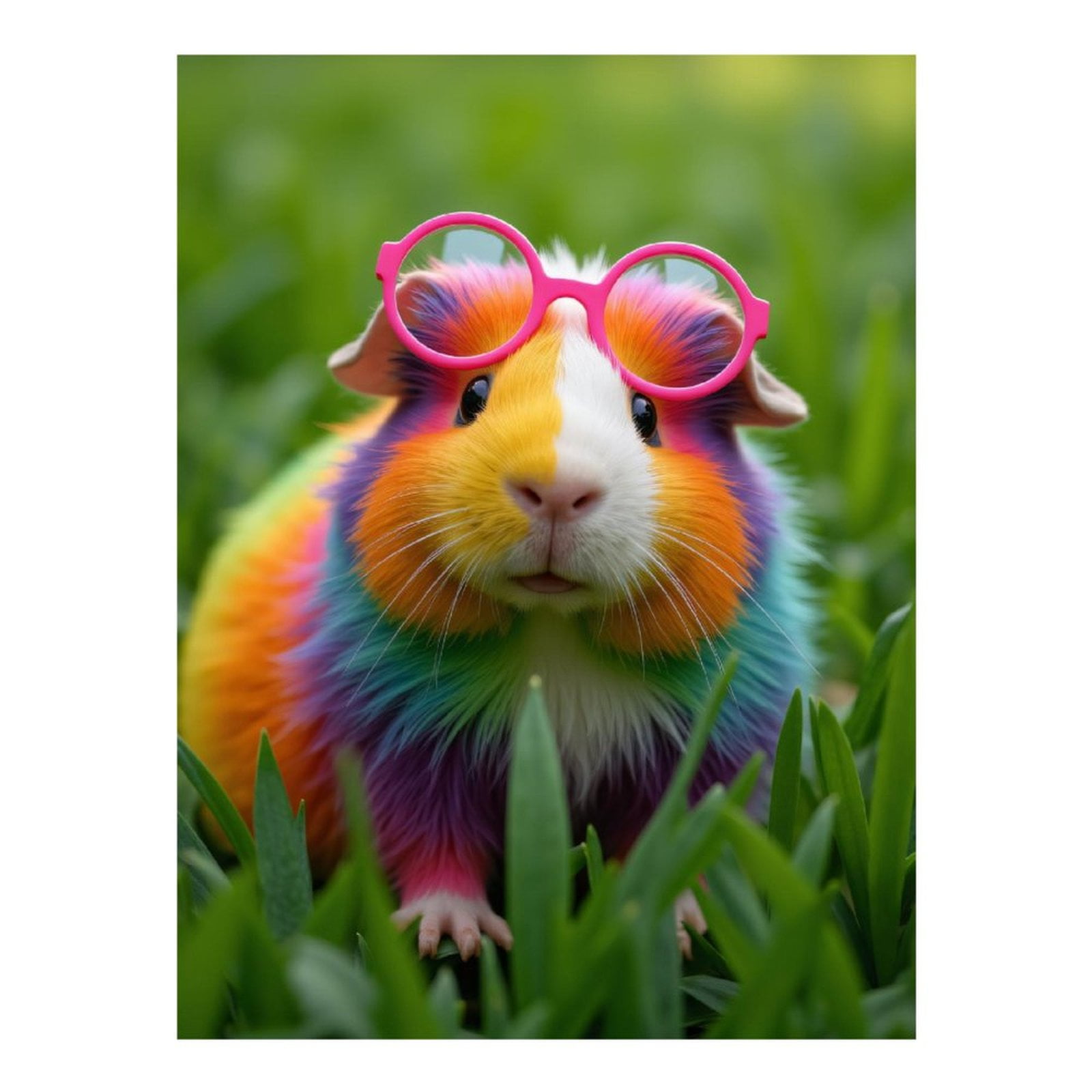Diamond Art Kits for Adults, Colorful Guinea Pig Glasses Grass 5D Diamond Painting Kits for Adults Beginners, DIY Full Drill Diamond Painting, Gem Art and Crafts 12x16