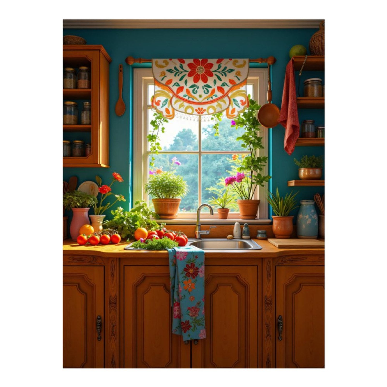 Diamond Art Kits for Adults, Colorful Kitchen Window Garden 5D Diamond Painting Kits for Adults Beginners, DIY Full Drill Diamond Painting, Gem Art and Crafts 12x16