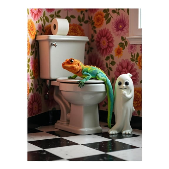 Diamond Art Kits for Adults, Colorful Lizard Bathroom Creature 5D Diamond Painting Kits for Adults Beginners, DIY Full Drill Diamond Painting, Gem Art and Crafts 12x16