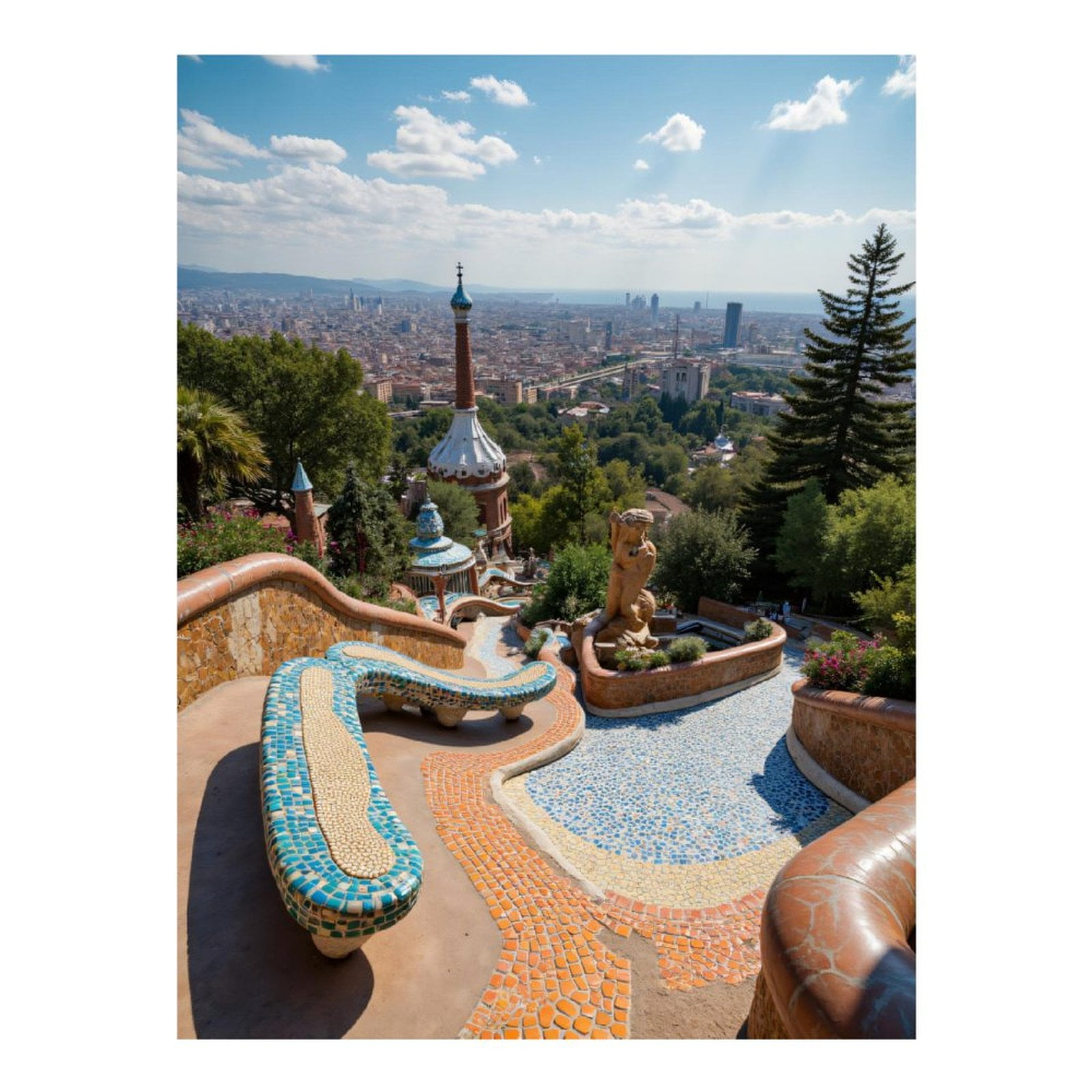 Diamond Art Kits for Adults, Colorful Mosaic Park Terrace View 5D Diamond Painting Kits for Adults Beginners, DIY Full Drill Diamond Painting, Gem Art and Crafts 12x16