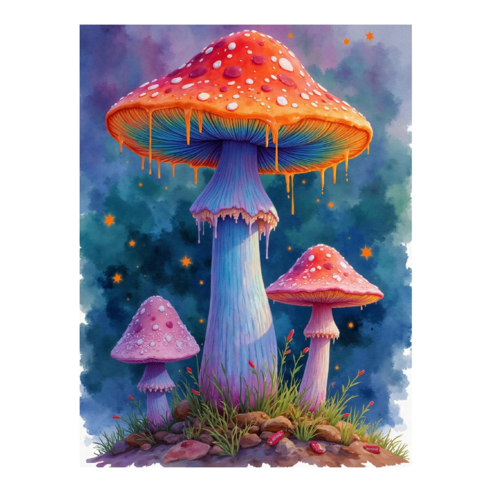 Diamond Art Kits for Adults, Colorful Nighttime Fantasy Mushrooms 5D Diamond Painting Kits for Adults Beginners, DIY Full Drill Diamond Painting, Gem Art and Crafts 12x16