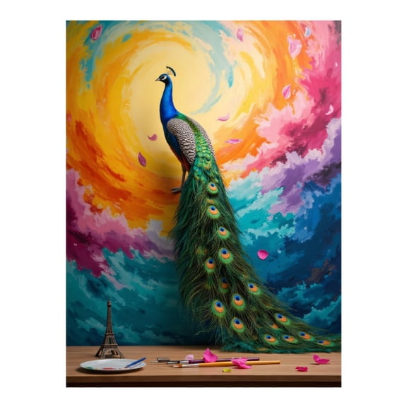 Diamond Art Kits for Adults, Colorful Peacock Art Studio Scene 5D Diamond Painting Kits for Adults Beginners, DIY Full Drill Diamond Painting, Gem Art and Crafts 12x16