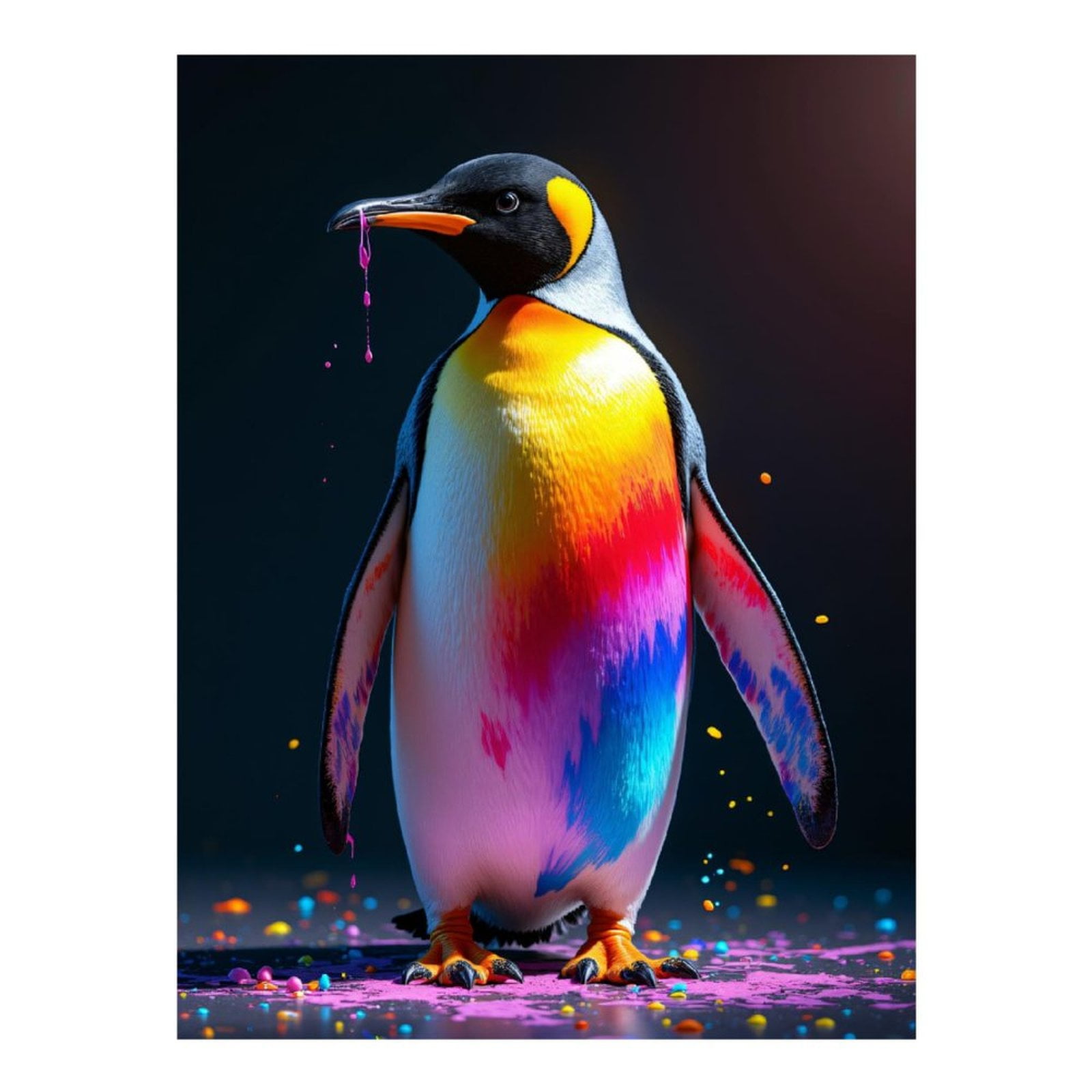 Diamond Art Kits for Adults, Colorful Penguin Paint Splatter 5D Diamond Painting Kits for Adults Beginners, DIY Full Drill Diamond Painting, Gem Art and Crafts 12x16