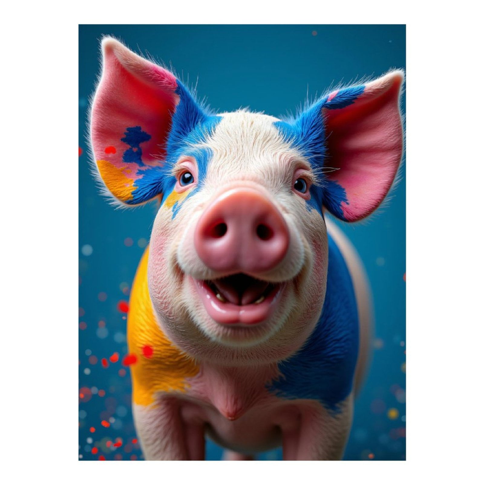 Diamond Art Kits for Adults, Colorful Pig Smiling Background Confetti 5D Diamond Painting Kits for Adults Beginners, DIY Full Drill Diamond Painting, Gem Art and Crafts 12x16
