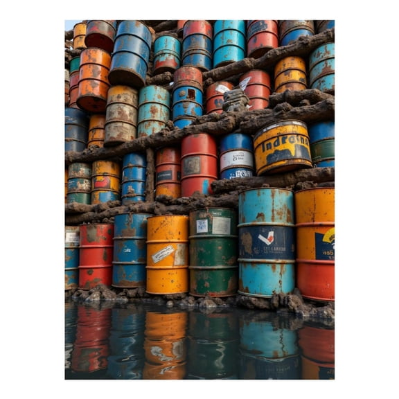 Diamond Art Kits for Adults, Colorful Rusty Metal Barrels Reflection 5D Diamond Painting Kits for Adults Beginners, DIY Full Drill Diamond Painting, Gem Art and Crafts 12x16