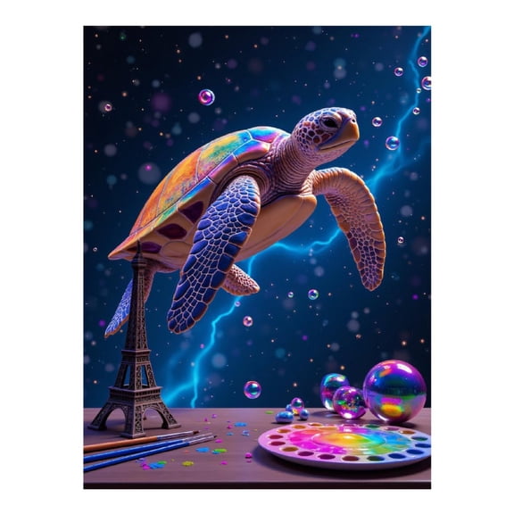 Diamond Art Kits for Adults, Colorful Turtle Art Bubbles Night 5D Diamond Painting Kits for Adults Beginners, DIY Full Drill Diamond Painting, Gem Art and Crafts 12x16