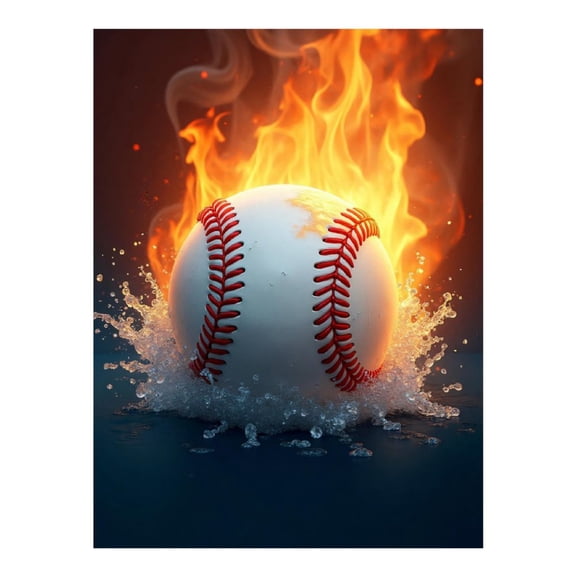 Diamond Art Kits for Adults - Cool Baseball Flame Print No.23 5D Frameless Dimond Painting Kit for Adults Beginner, Round Diamond Kits for Home Wall Decor, Gift for Women