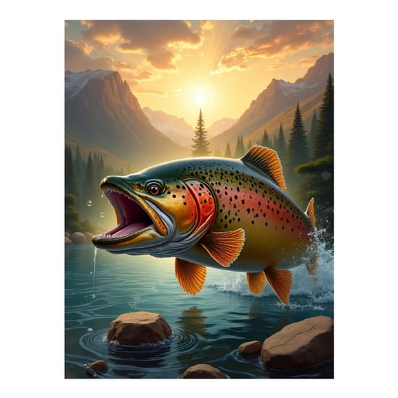 Diamond Art Kits for Adults - Cool Big Fish Print No.28 5D Frameless Dimond Painting Kit for Adults Beginner, Round Diamond Kits for Home Wall Decor, Gift for Women
