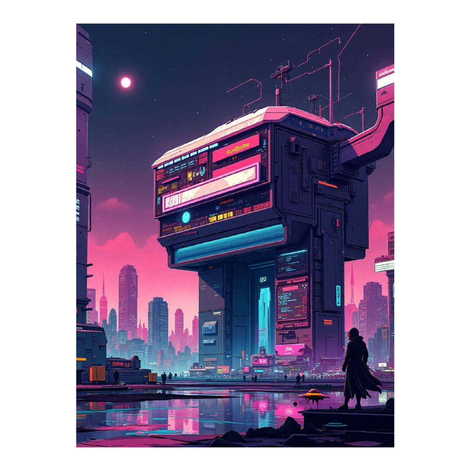 Diamond Art Kits for Adults - Cool Cyberpunk Cityscape Print No.32 5D Frameless Dimond Painting Kit for Adults Beginner, Round Diamond Kits for Home Wall Decor, Gift for Women