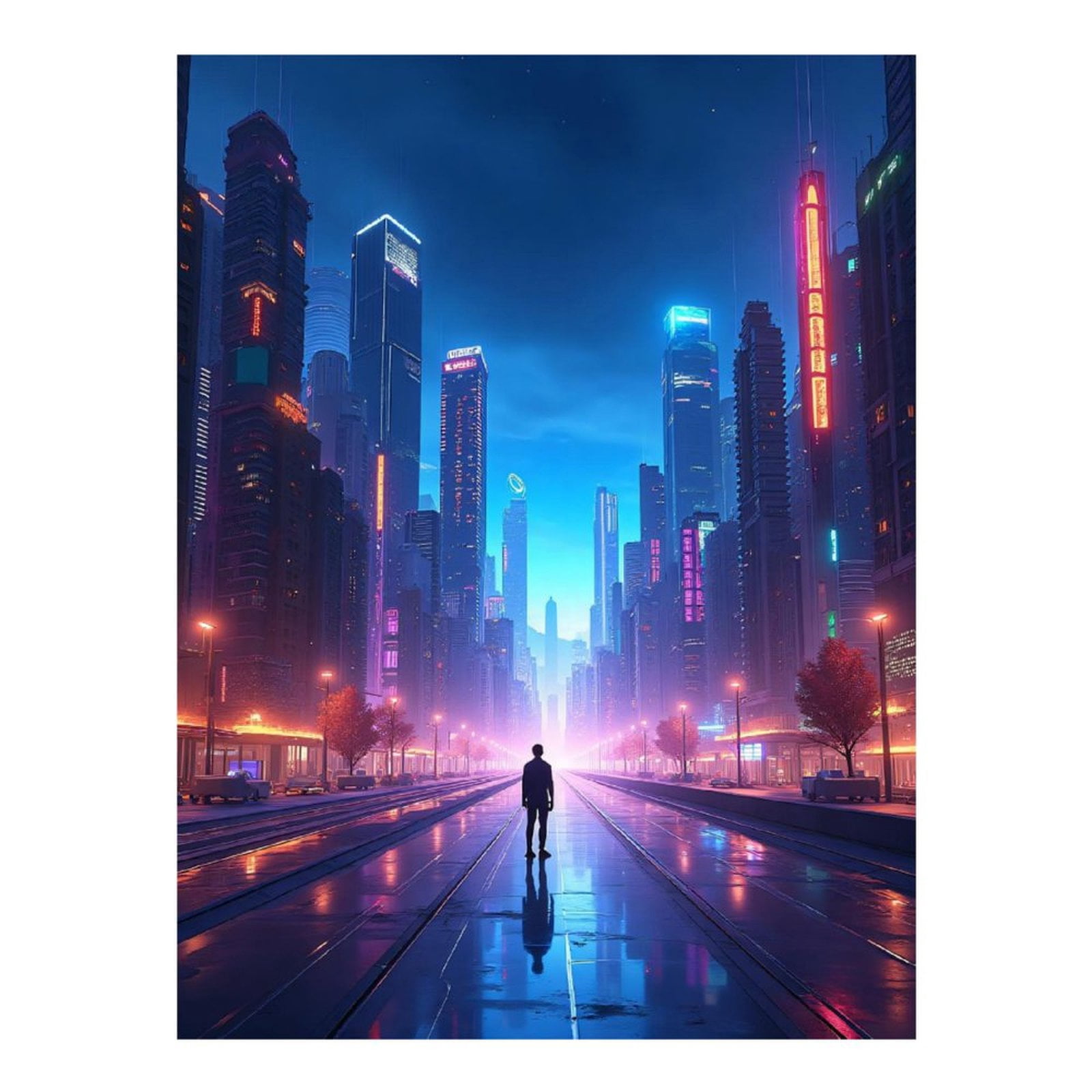 Diamond Art Kits for Adults - Cool Cyberpunk Cityscape Print No.81 5D Frameless Dimond Painting Kit for Adults Beginner, Round Diamond Kits for Home Wall Decor, Gift for Women
