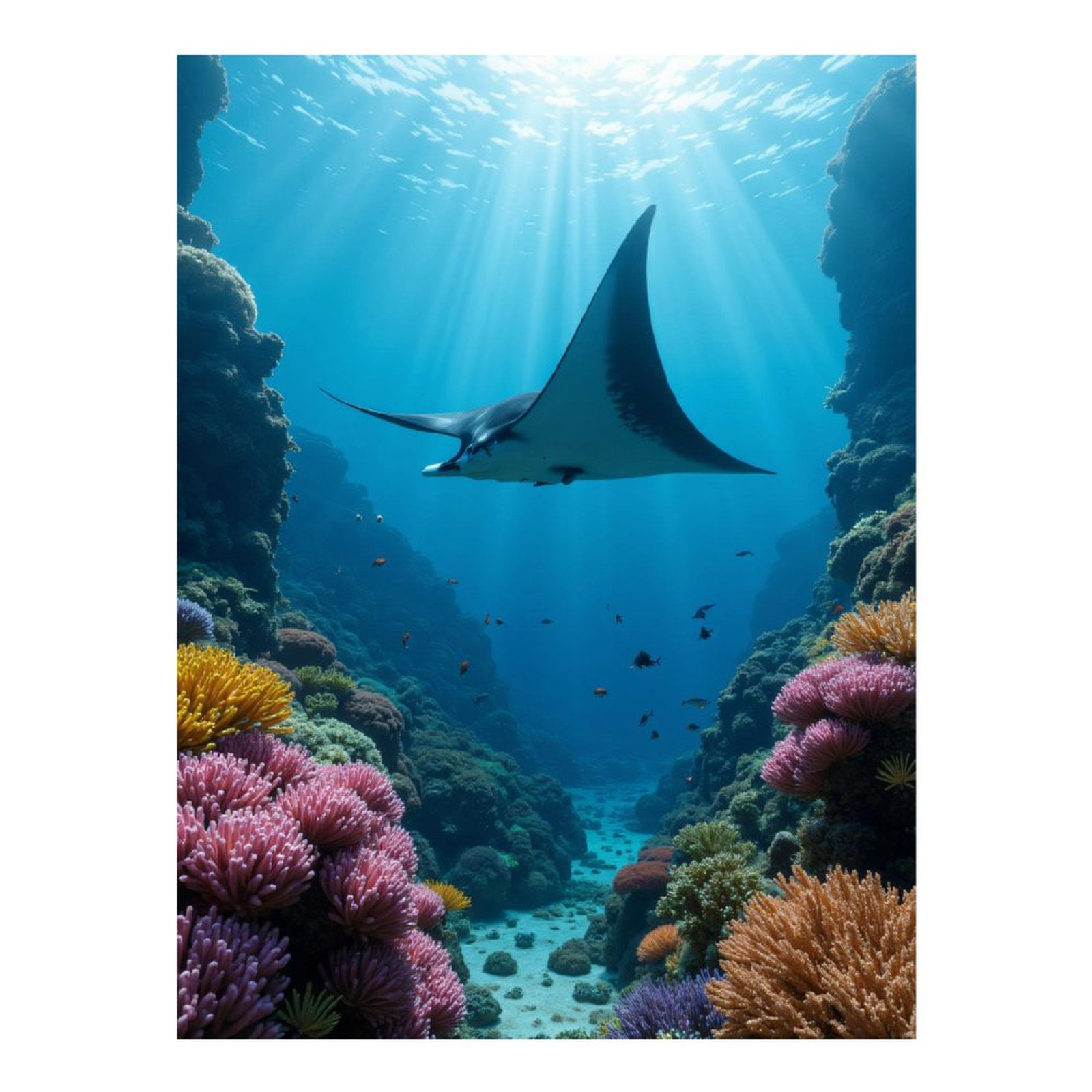 Diamond Art Kits for Adults, Coral Reef Manta Ray Ocean Scene 5D Diamond Painting Kits for Adults Beginners, DIY Full Drill Diamond Painting, Gem Art and Crafts 12x16