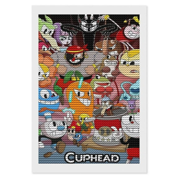 Diamond Art Kits for Adults - The Cuphead Show Full Drill Diamond Arts for Beginners, Round 5D Paint with Diamonds Gem Art Painting Kits for Home Wall Decor Gifts 8"x12"