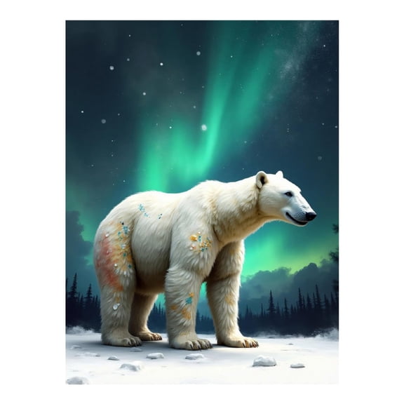 Diamond Art Kits for Adults - Cute Bear White Print No.113 5D Frameless Dimond Painting Kit for Adults Beginner, Round Diamond Kits for Home Wall Decor, Gift for Women