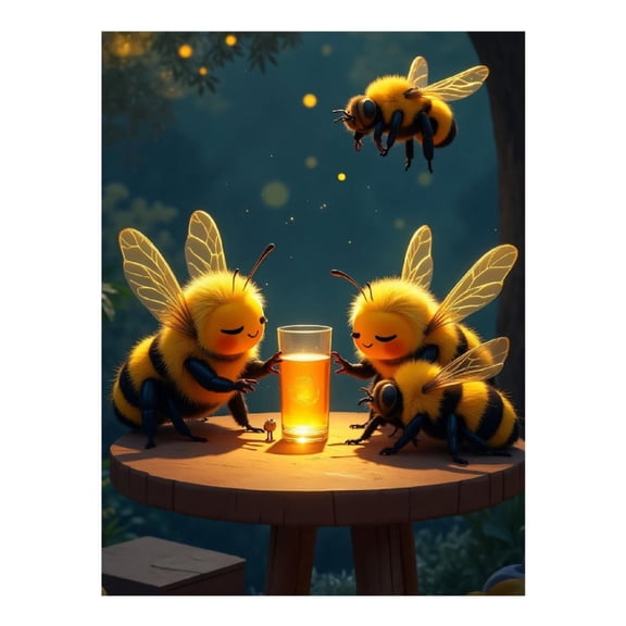 Diamond Art Kits for Adults - Cute Bee Print No.79 5D Frameless Dimond Painting Kit for Adults Beginner, Round Diamond Kits for Home Wall Decor, Gift for Women
